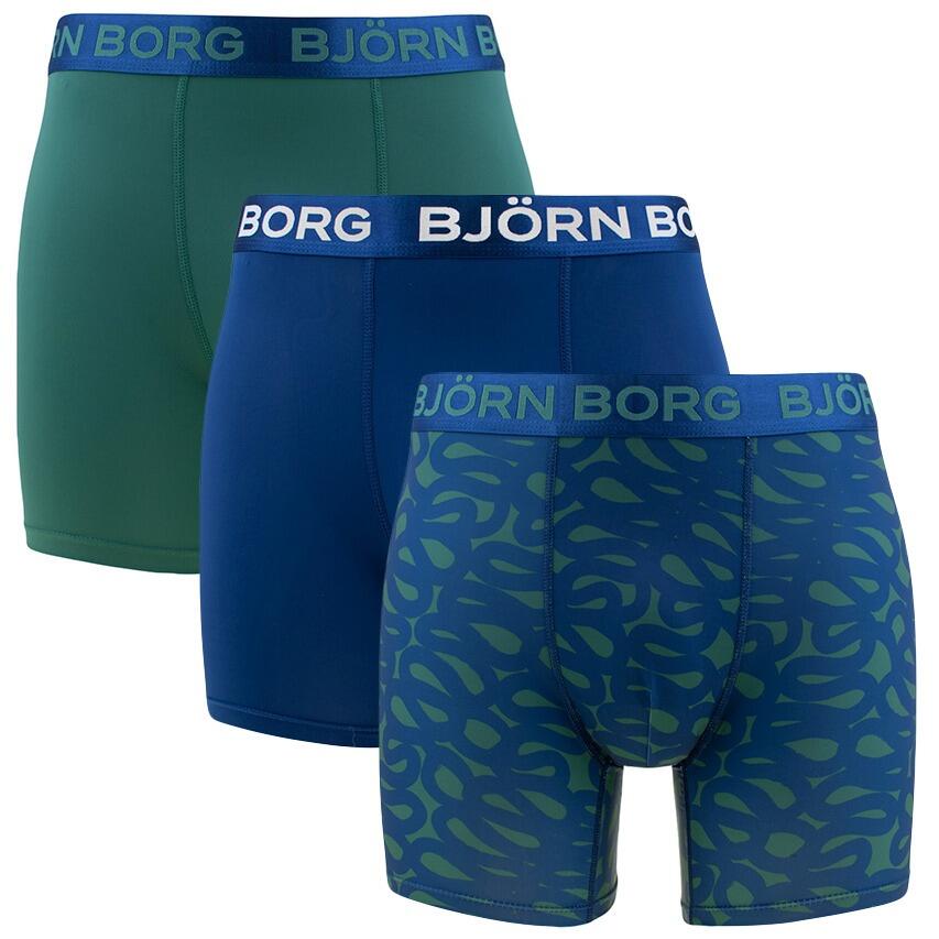 Multi-Sport Heren 3-Pack Microfiber Boxers Basic Print Blauw & Groen 1/7