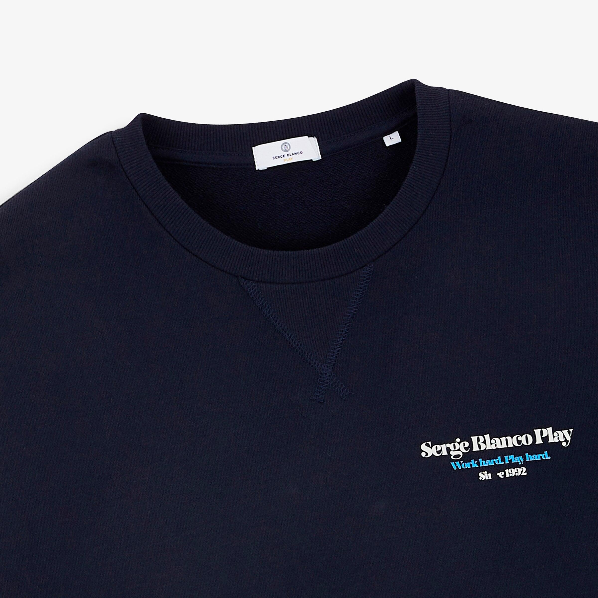 Sweat col rond imprimé Friends & Fun bleu marine 3/4