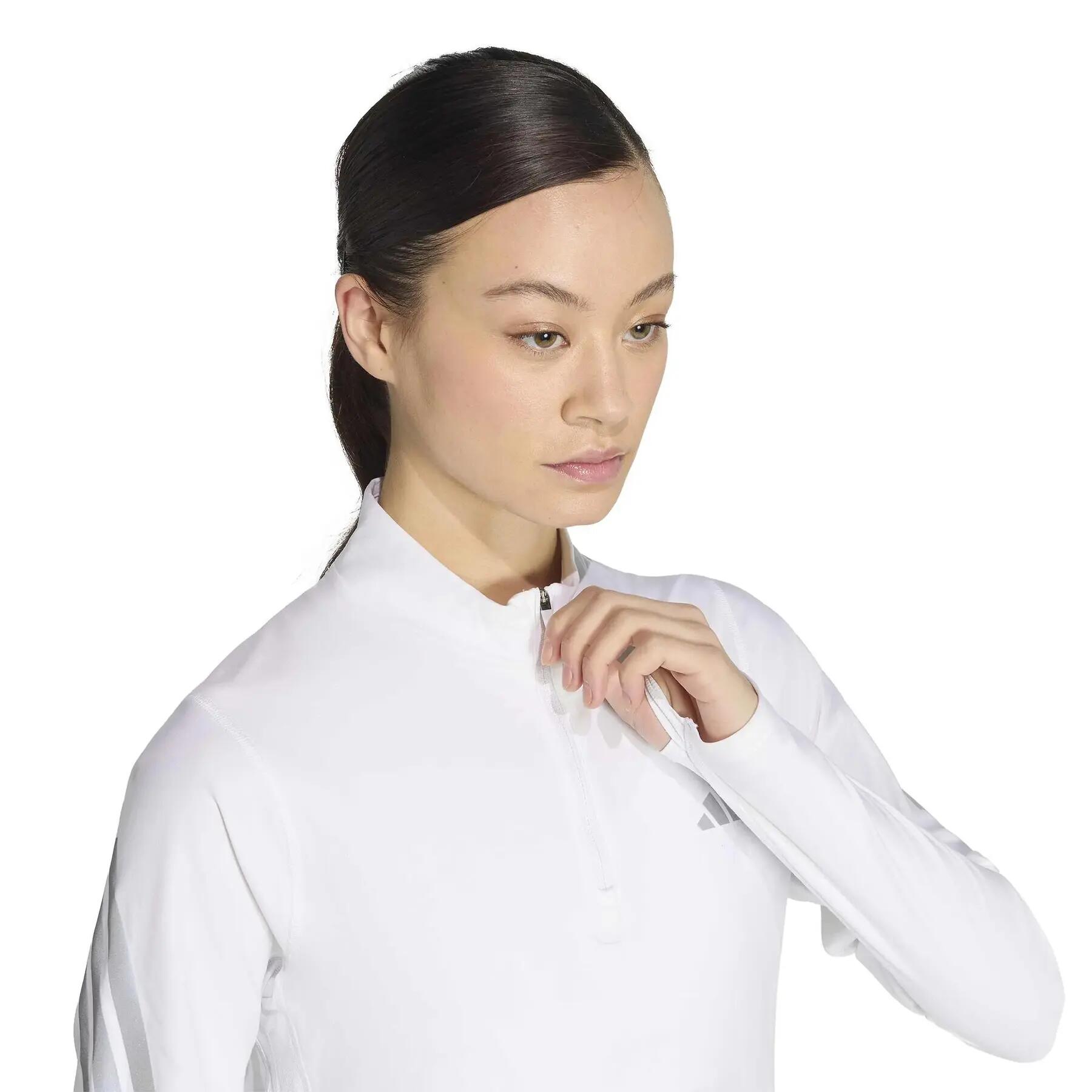 Camisola de manga comprida com fecho de correr de 1/4 para mulher adidas Iconic 5/7
