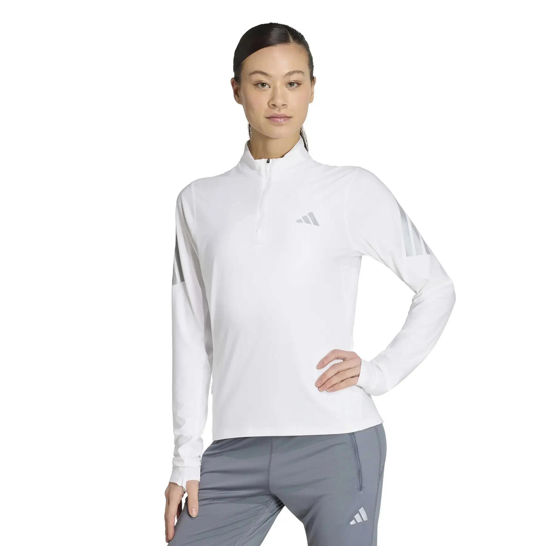 Camisola de manga comprida com fecho de correr de 1/4 para mulher adidas Iconic 2/7
