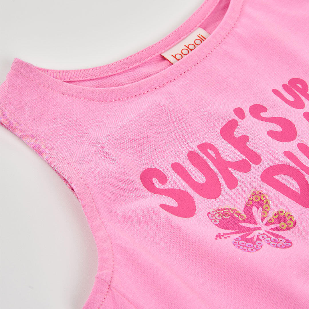 Camiseta de niña algodón en rosa 3/4