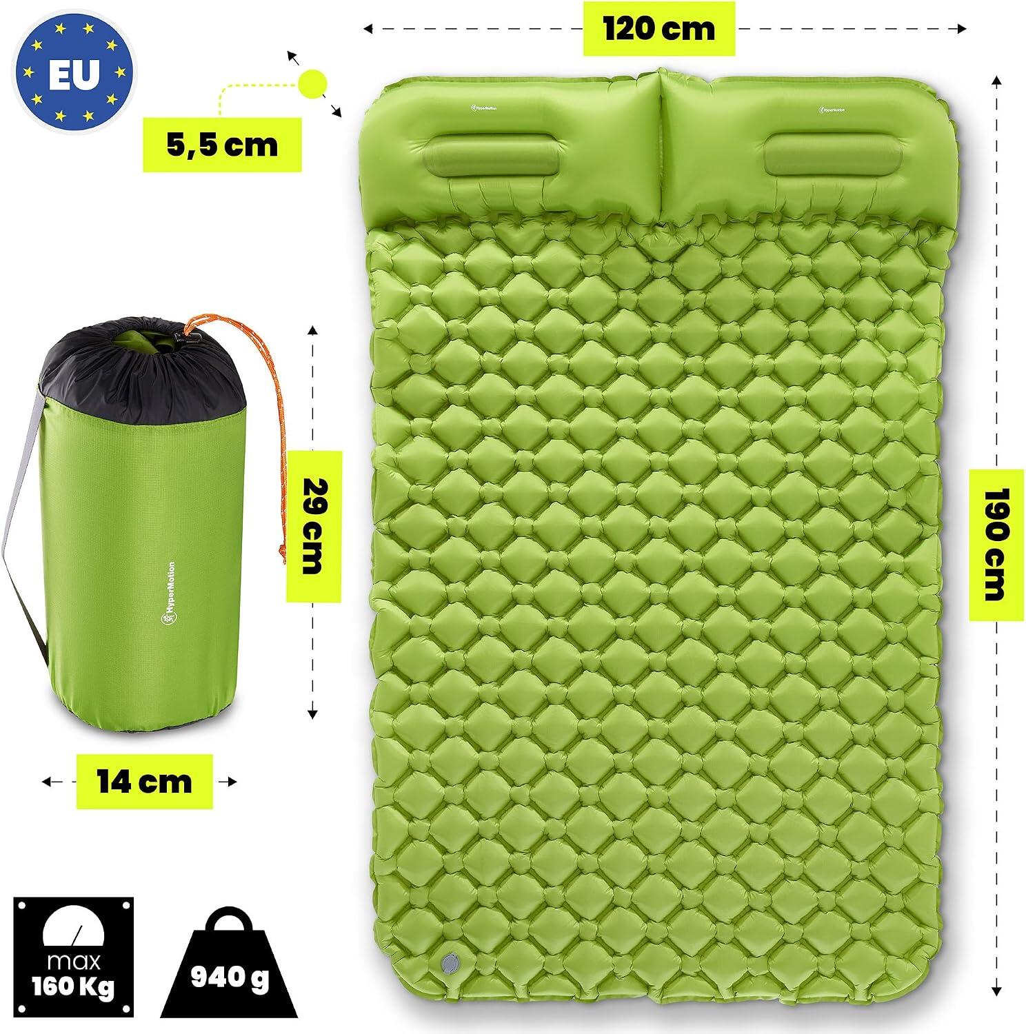 Matelas randonnée gonflable 2 places ultraléger campmat 2 vert 3/9