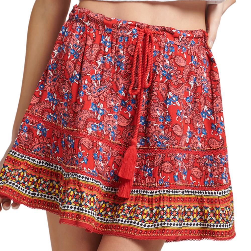 Superdry Women's Vintage Embellished Red Skirt