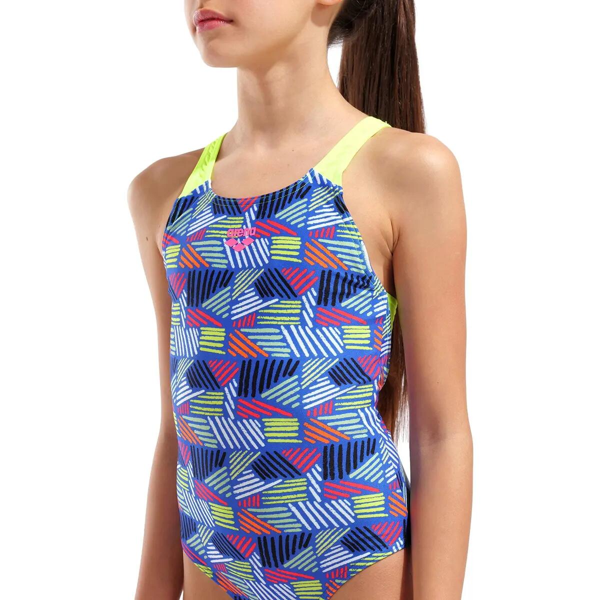 Badpak - Zwemmen - Meisjes - Pro Back - UV50+ - Blauw/lime 4/5
