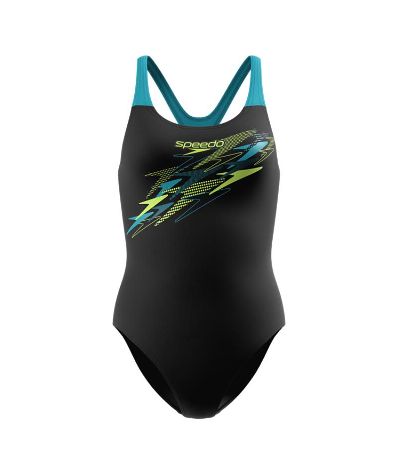 Speedo Badeanzug Medley Logo Medalist HyperTeal/Grün 3/7