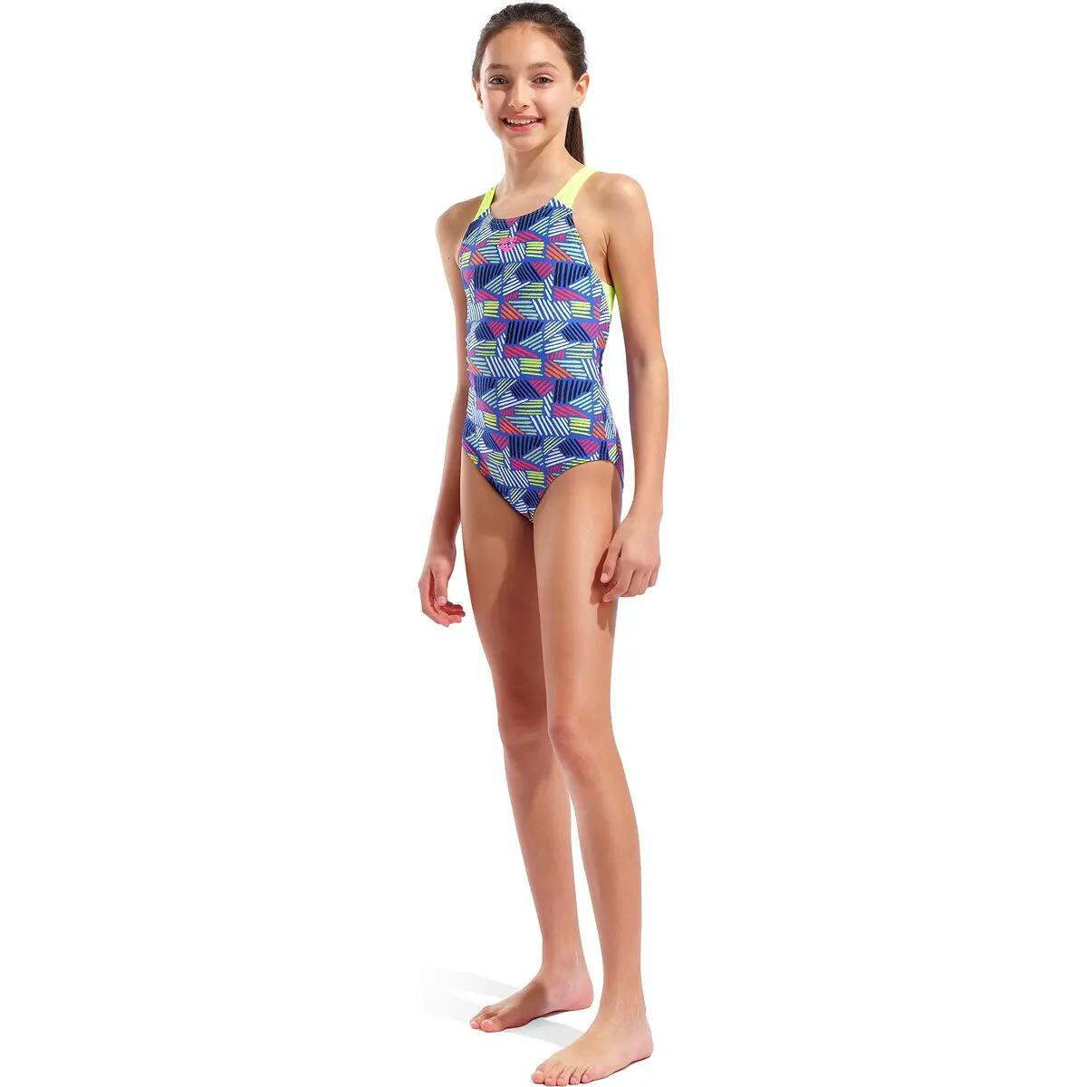 Badpak - Zwemmen - Meisjes - Pro Back - UV50+ - Blauw/lime 3/5