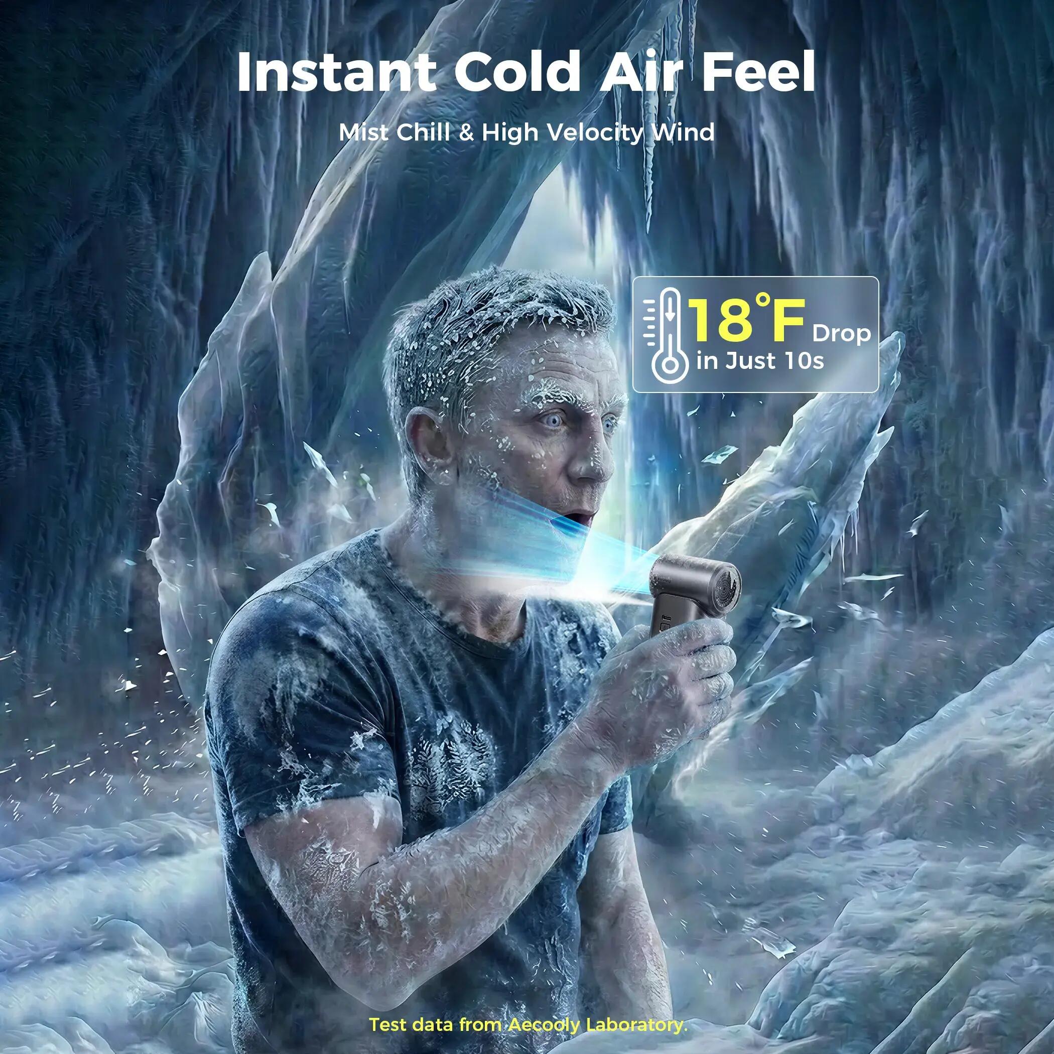 Aecooly Cold Air Ultra wentylator z mgiełką, 7000 mAh, do 10h, szary 6/9