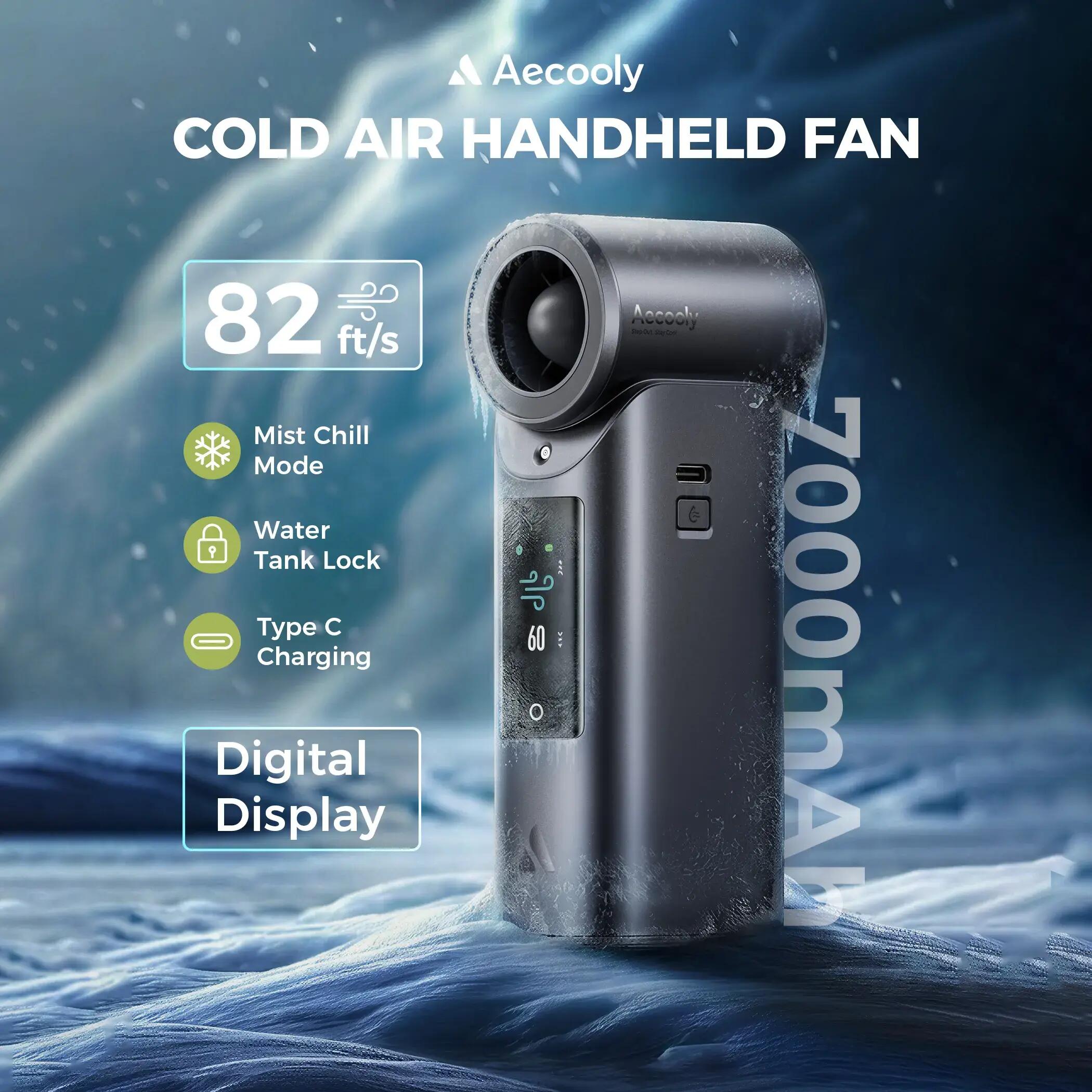 Aecooly Cold Air Ultra wentylator z mgiełką, 7000 mAh, do 10h, szary 3/9