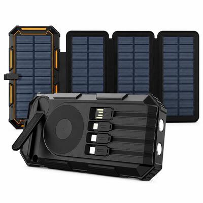 Siltcon solar powerbank 20000mah 15w draadloos 22.5w opwindbaar 4 panelen
