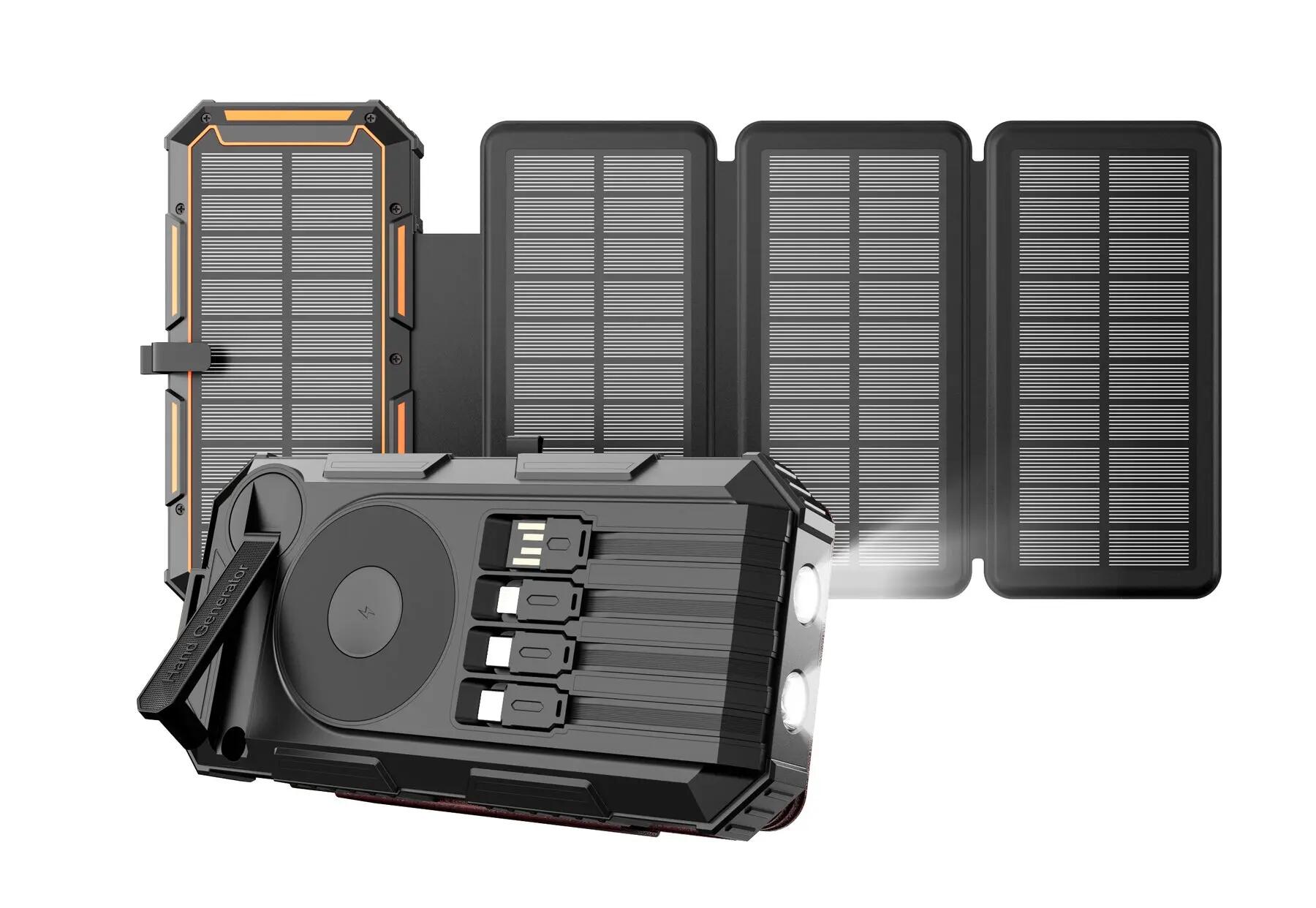 Siltcon Solar Powerbank 20000mAh 15W Draadloos 22.5W Opwindbaar 4 Panelen 2/2