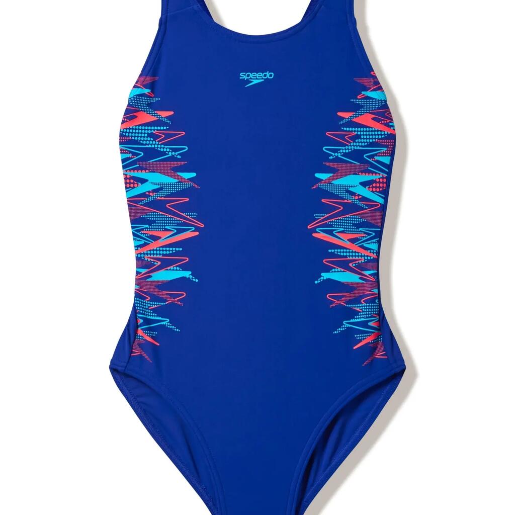 Speedo Girls Placement Muscleback Swimsuit - Blue/Navy