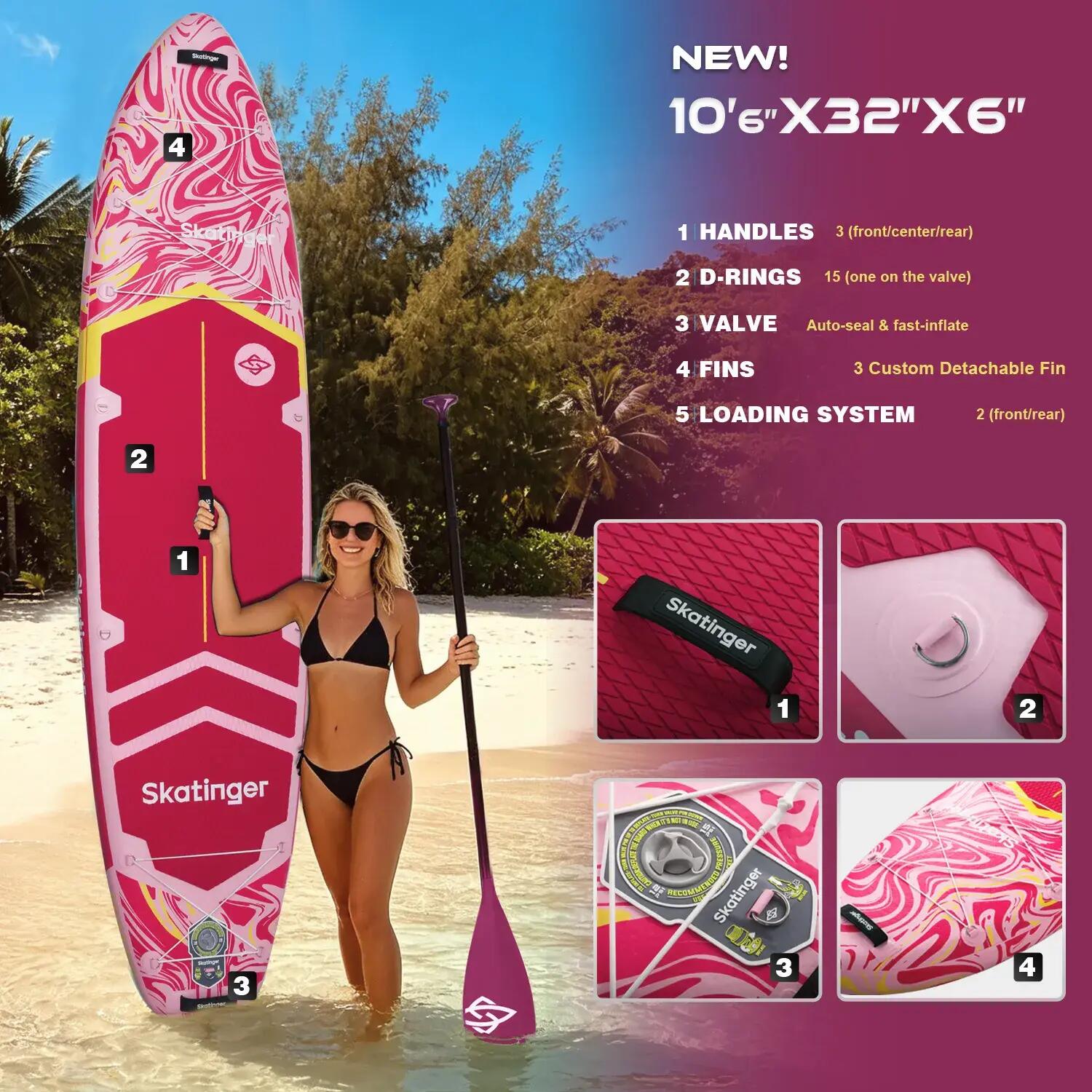 SKATINGER Prana Pink tavola SUP gonfiabile 320x81x15 cm (10'6'') versatile 2/6