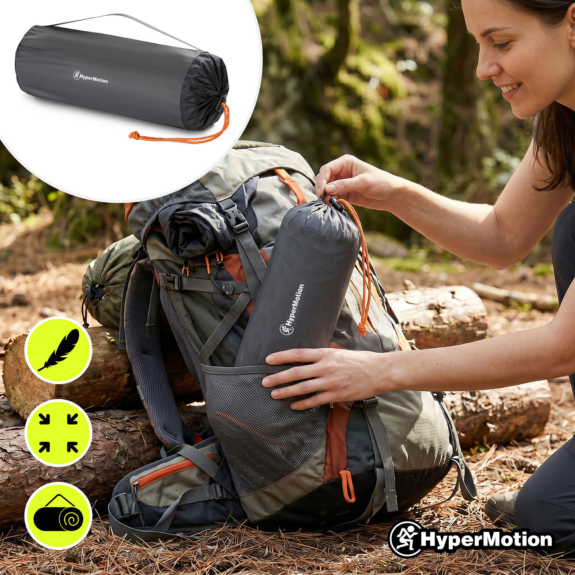 Colchón de acampada - Hinchable ultraligero, almohada - gris 7/9