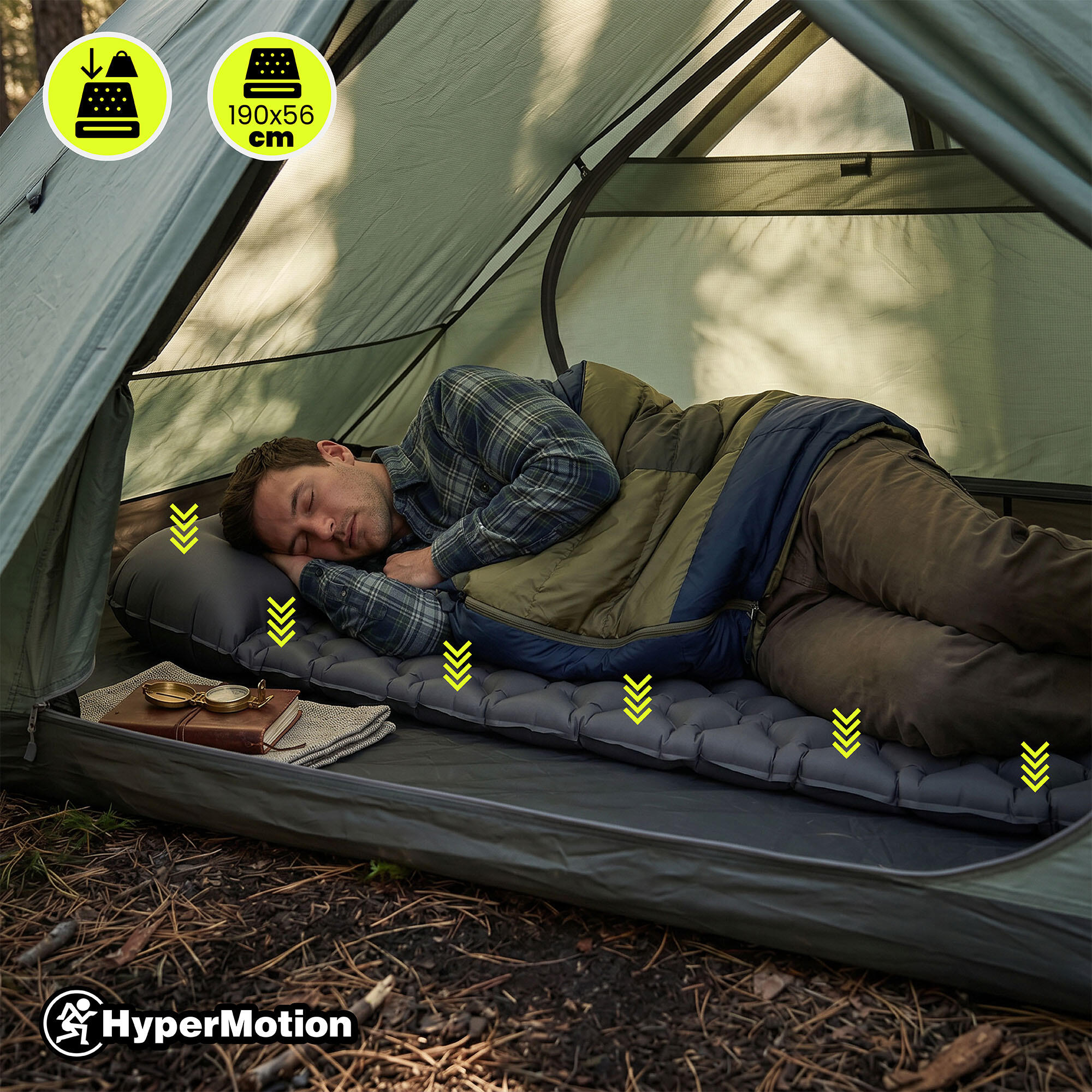 Colchón de acampada - Hinchable ultraligero, almohada - gris 9/9