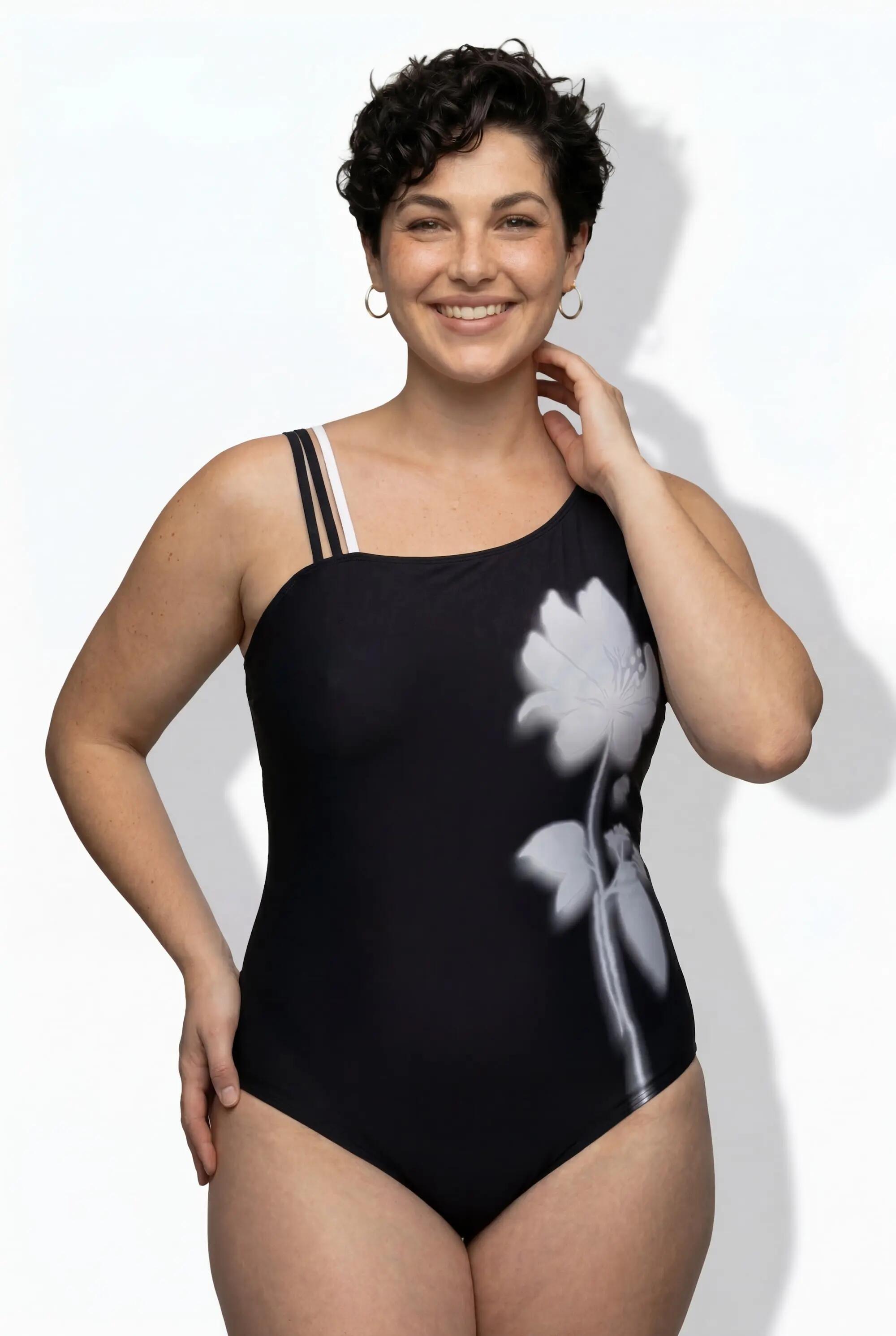 Femme Maillot de bain à fleurs avec bonnets souples et décolleté rond 12/13