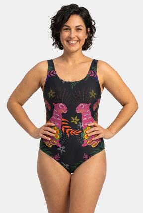 Femme Maillot de bain motif félins sans bonnets souples décolleté rond