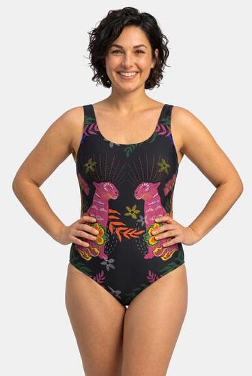 Femme Maillot de bain motif félins sans bonnets souples décolleté rond