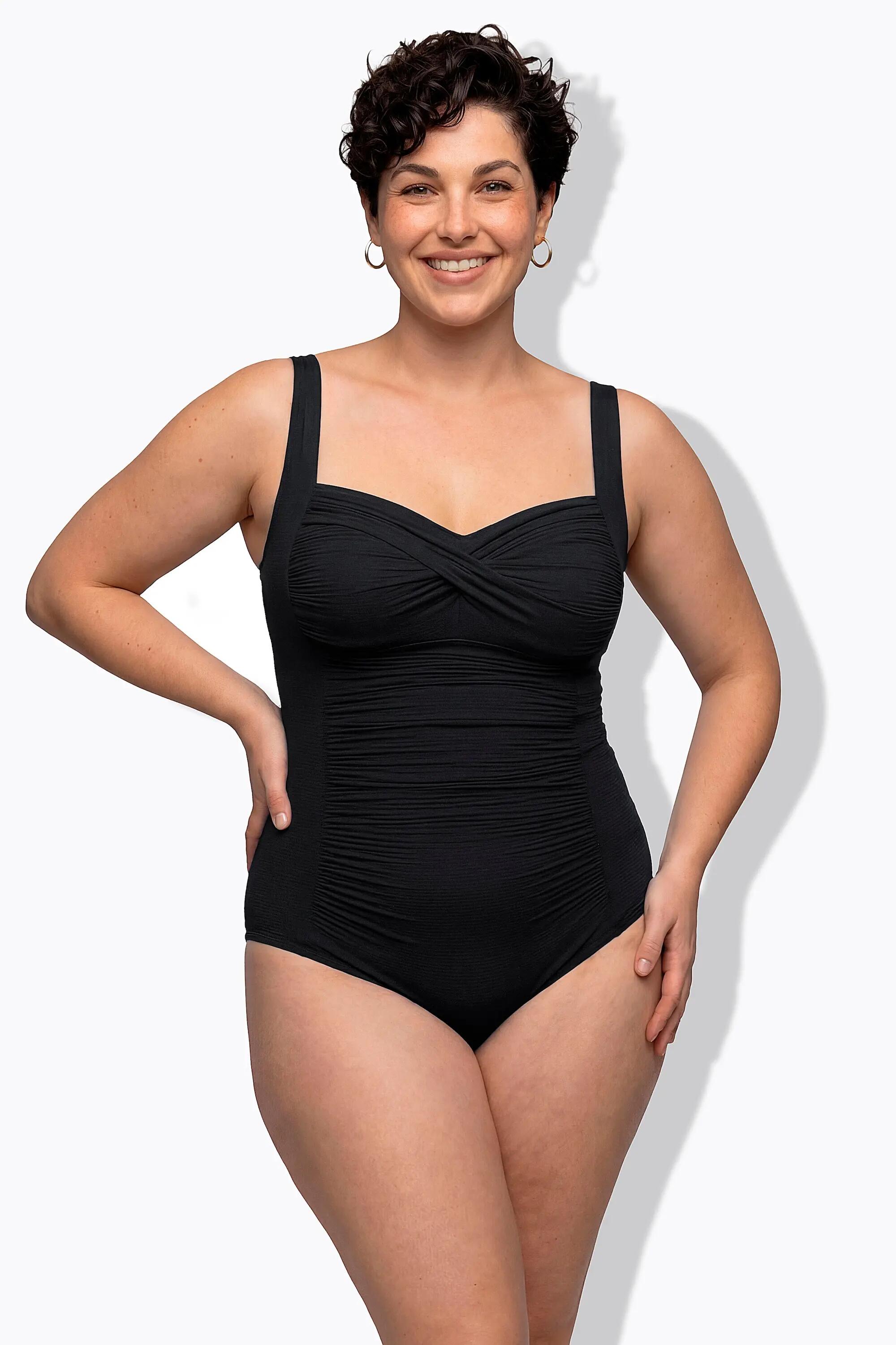 Dames Badpak drapering fijne structuur zachte cups 11/13