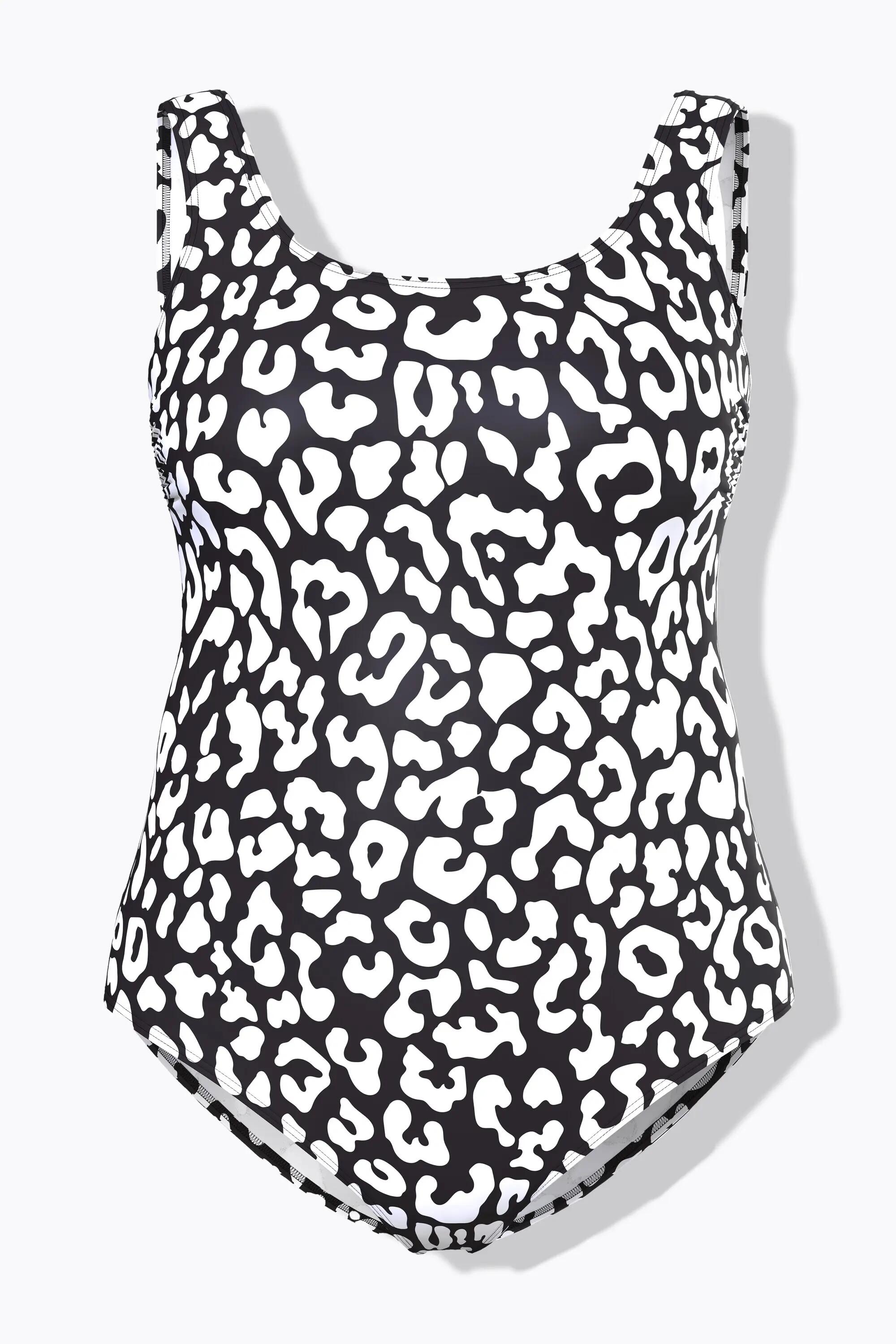 Damen Badeanzug Leomuster ohne Softcups Rundhals 5/11