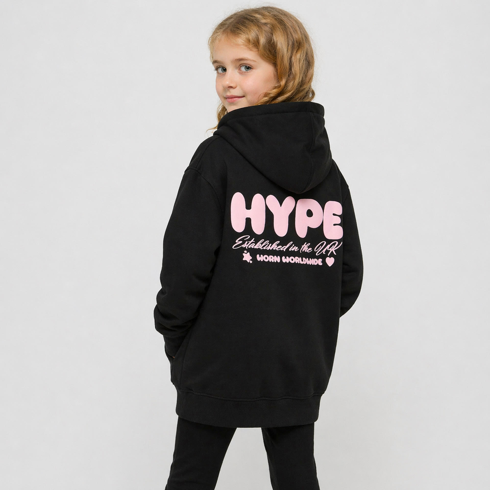 HYPE - Mädchen Hoodie Schwarz Kinder Sweatshirt Rückenprint Weich 5/5