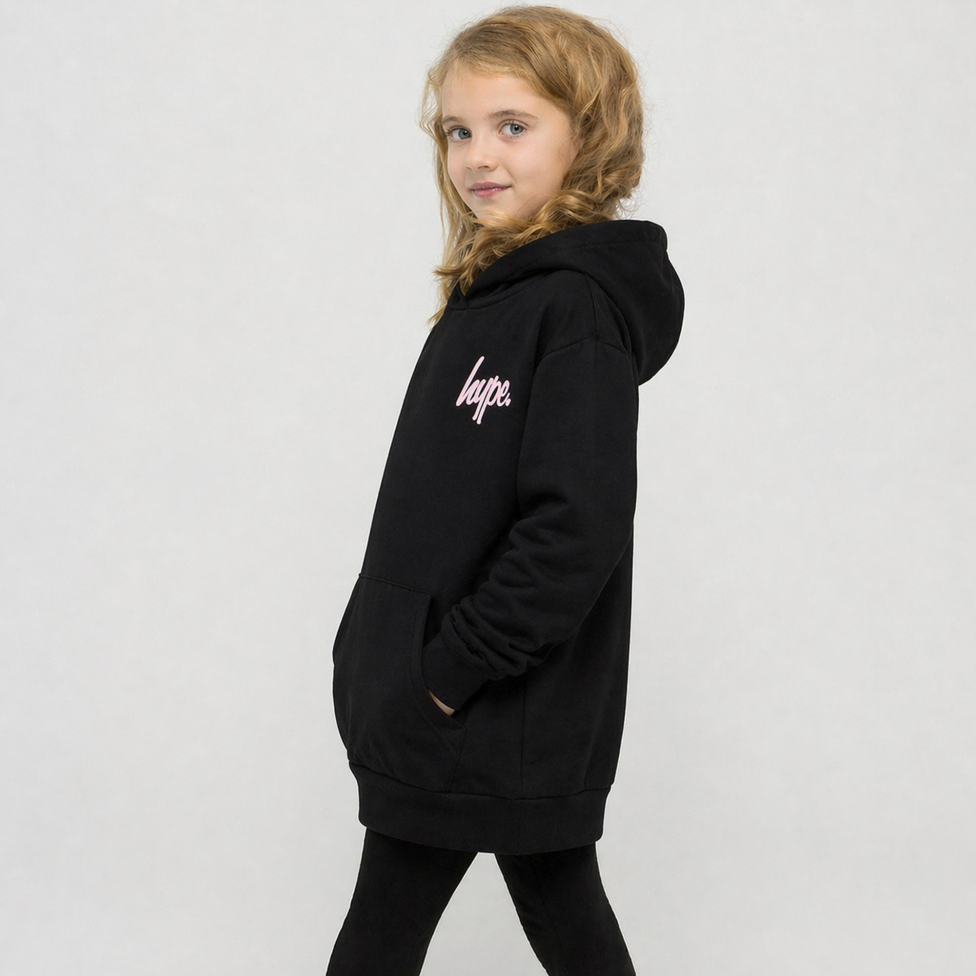 HYPE - Mädchen Hoodie Schwarz Kinder Sweatshirt Rückenprint Weich 4/5