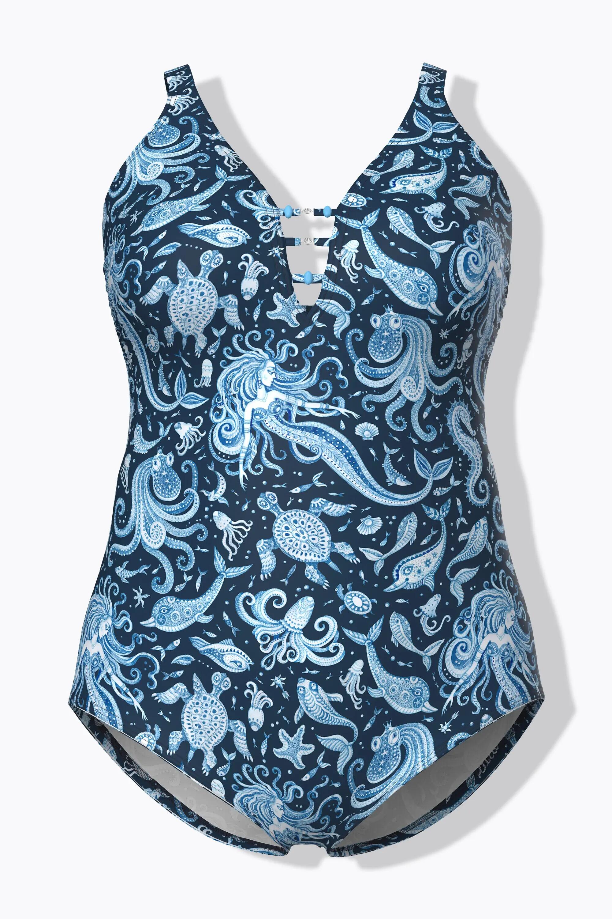 Damen Badeanzug Meerjungfrau Softcups recycelt 12/13