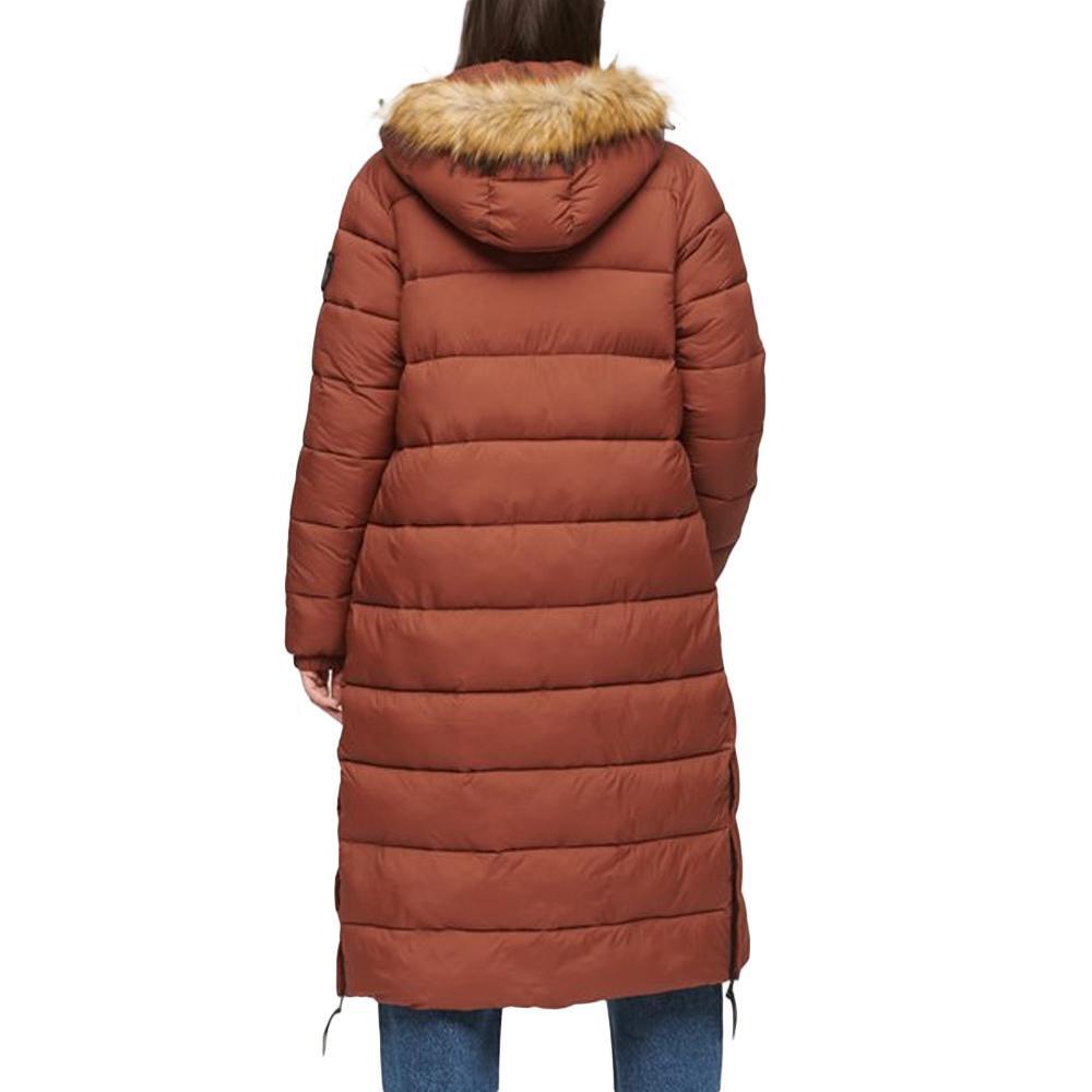Superdry Damen Daunenjacke Lang Braun mit Kunstfell 3/3