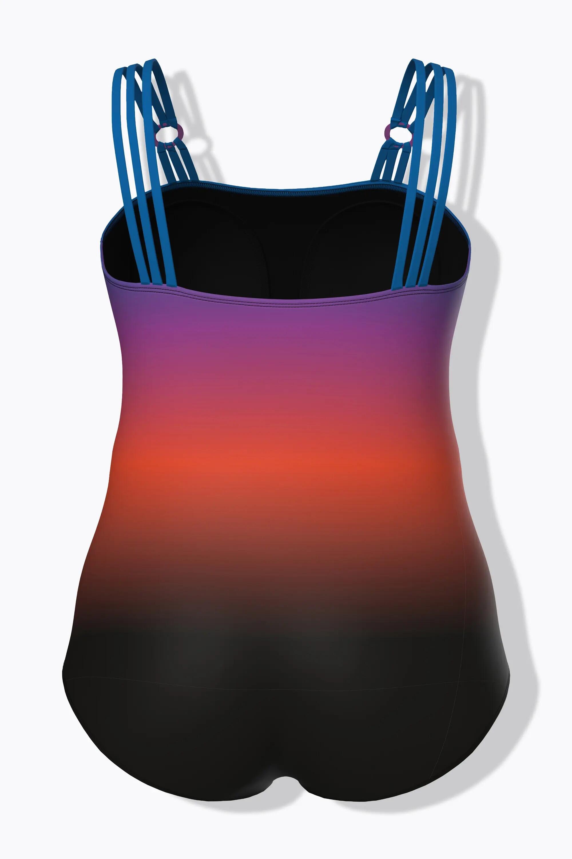 Femme Maillot de bain avec bonnets souples dégradé de couleurs bretelles triples 7/13