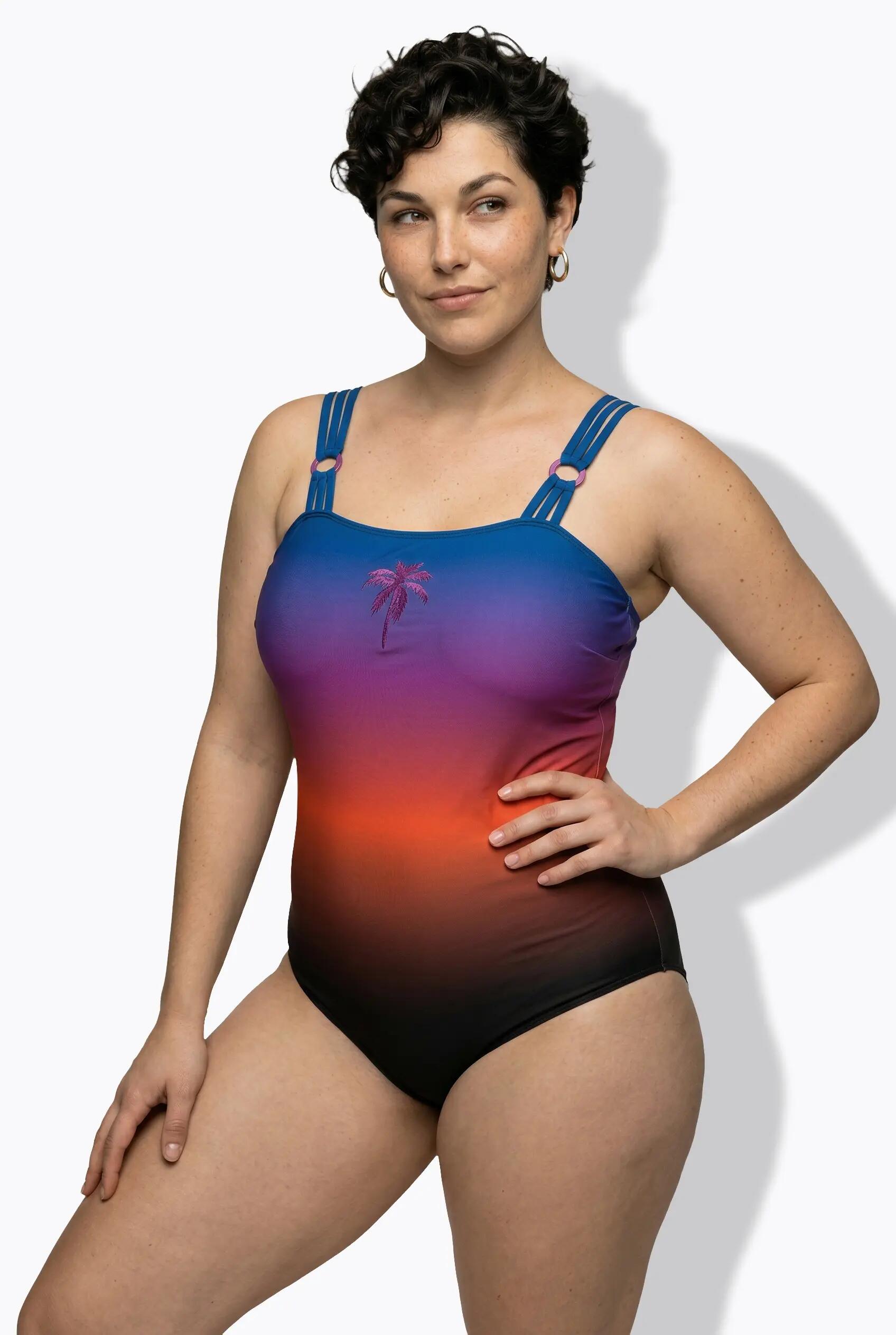 Femme Maillot de bain avec bonnets souples dégradé de couleurs bretelles triples 11/13