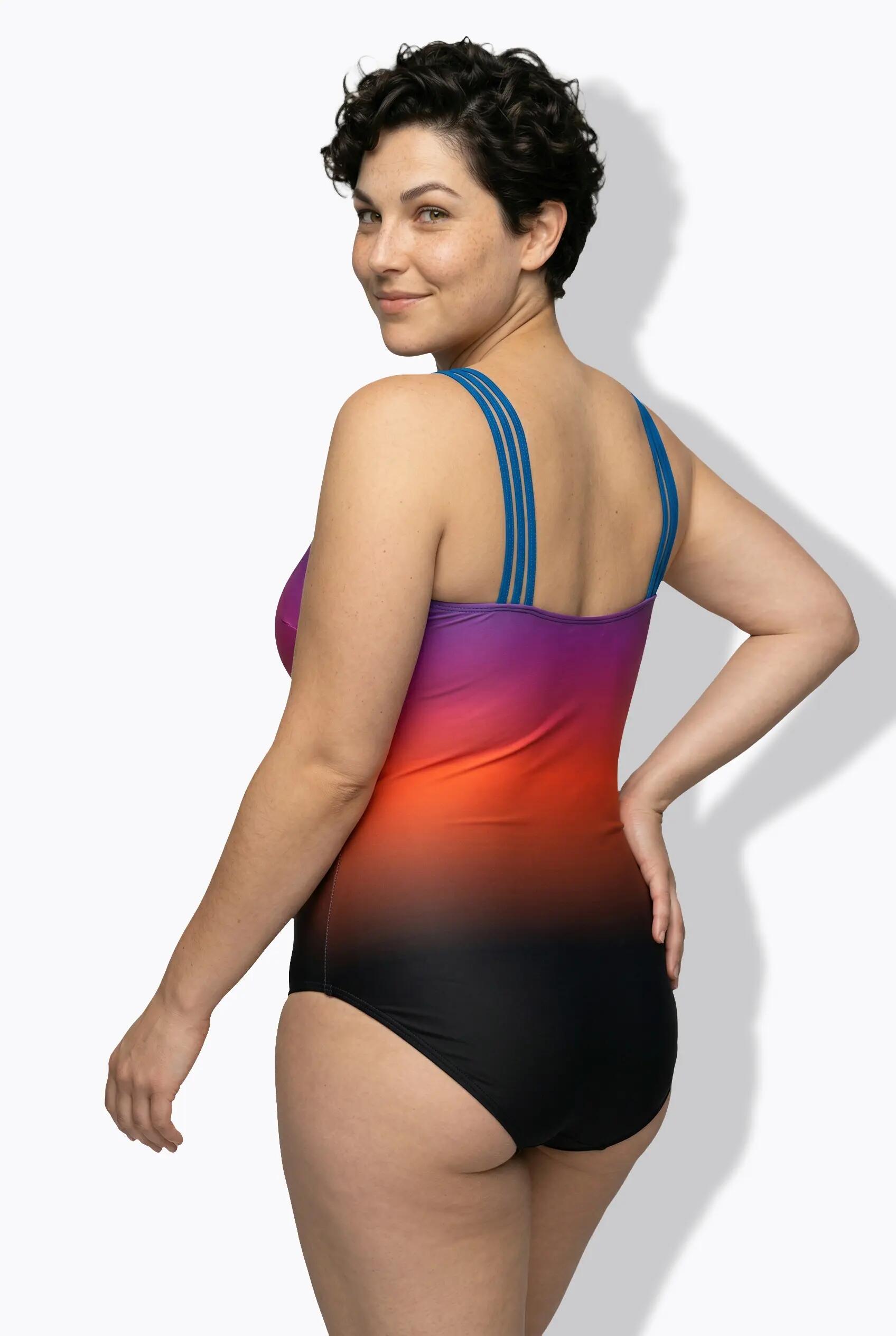 Femme Maillot de bain avec bonnets souples dégradé de couleurs bretelles triples 8/13