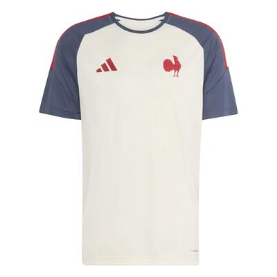 Adidas performance france rugby t-shirt beige en schaduwblauw