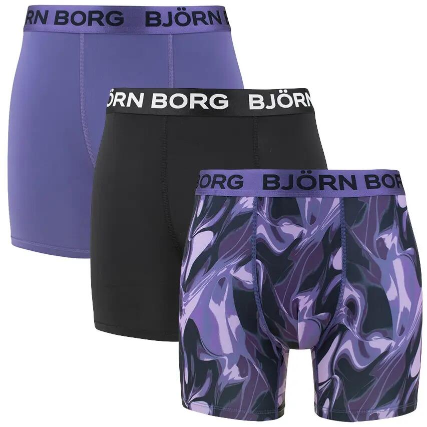 Multi-Sport Heren 3-Pack Microfiber Boxers Basic Print Paars & Zwart Multi 1/7