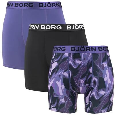 Multi-sport heren 3-pack microfiber boxers basic print paars & zwart multi