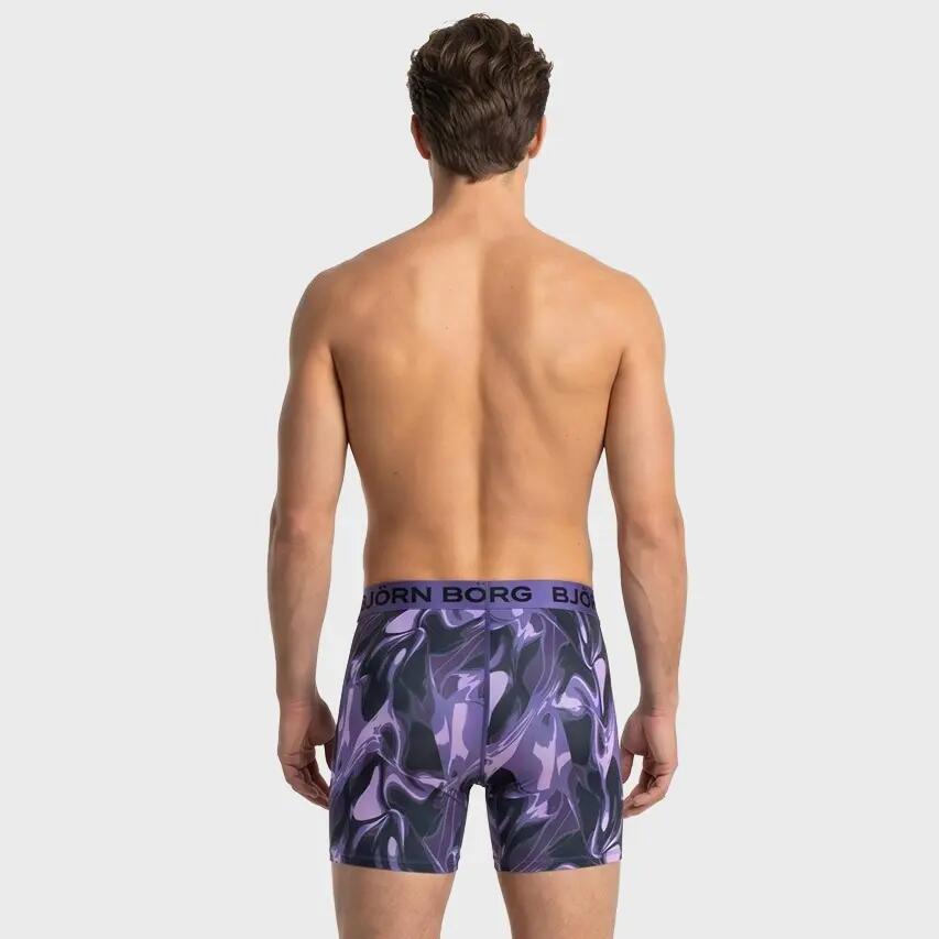 Multi-Sport Heren 3-Pack Microfiber Boxers Basic Print Paars & Zwart Multi 3/7
