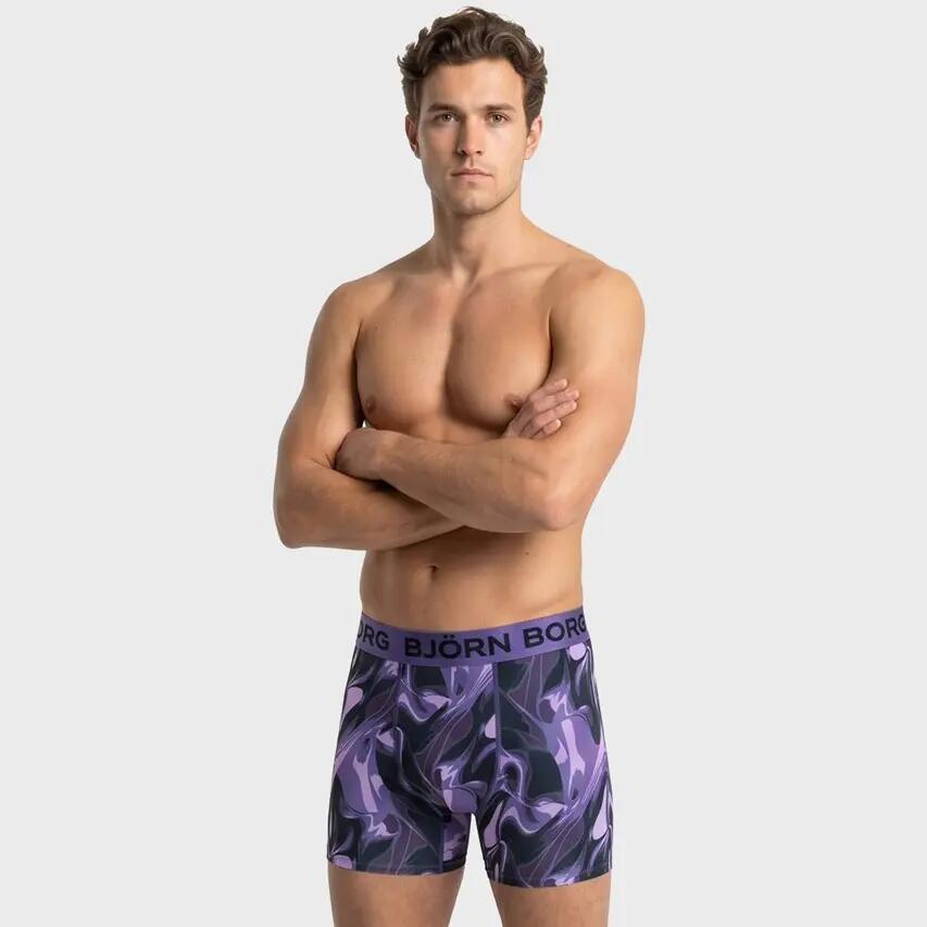 Multi-Sport Heren 3-Pack Microfiber Boxers Basic Print Paars & Zwart Multi 2/7
