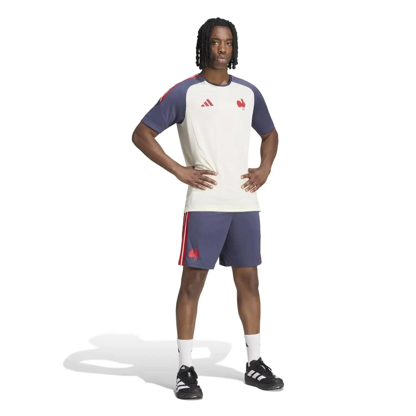T-shirt adidas Performance France Rugby Beige e blu ombra 5/7