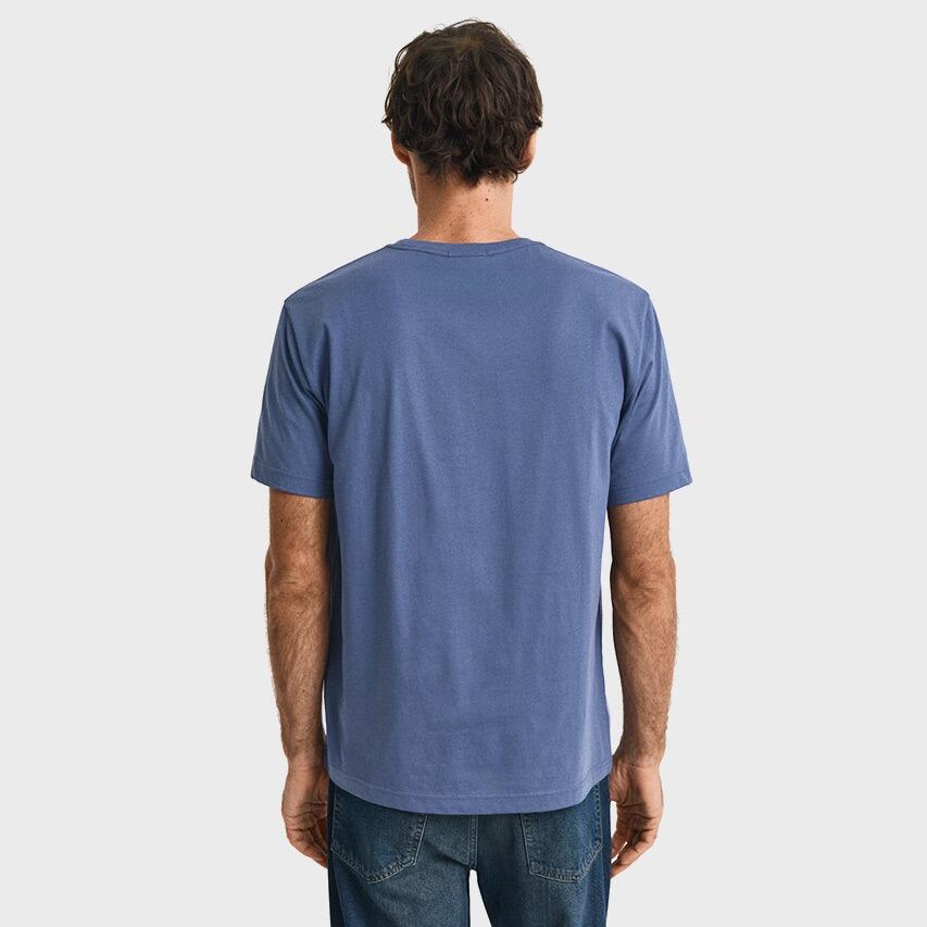 Heren O-hals Shirt Shield Logo Blauw IV 3/4
