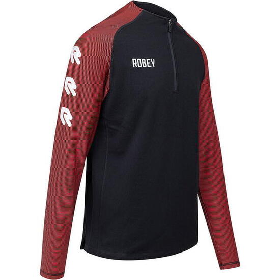 Top - voetbal - kind - robey ziptop - raglan - zwart/rood