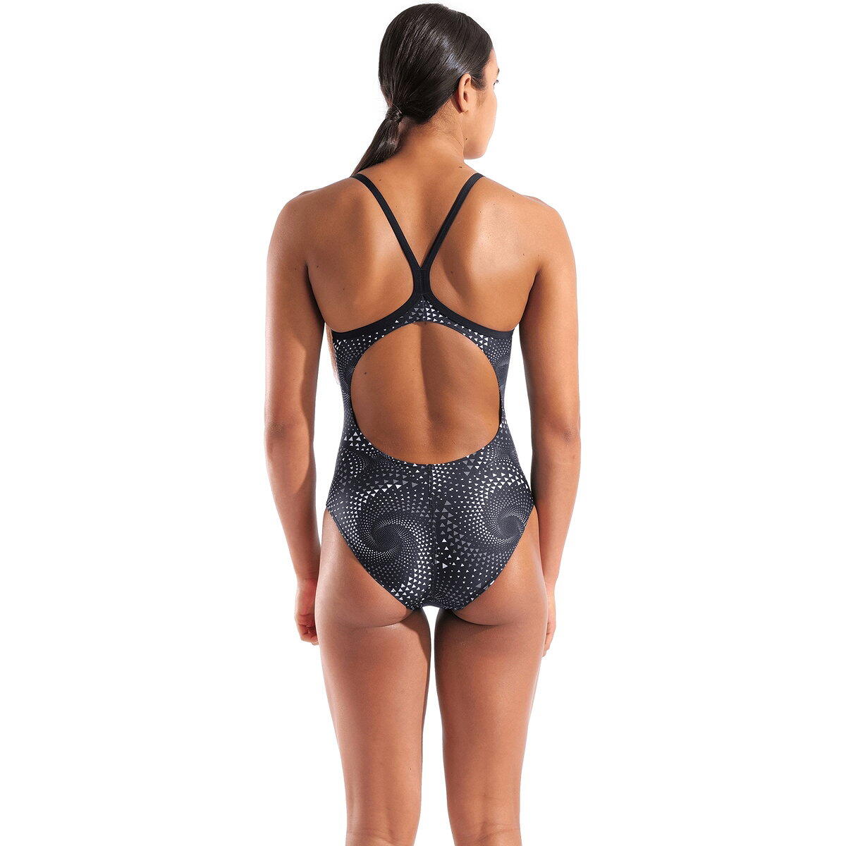 Badpak - Zwemmen - Dames - Tank top, open rug, grafisch dessin - Zwart 3/5