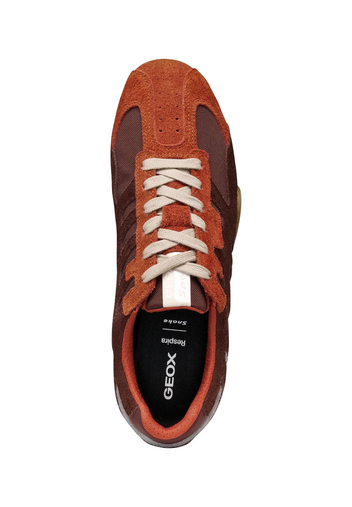 Geox SNAKE Herren Leder Sneaker U66NVA 0JQ11 C6BJ6 Schnürschuh braun/rot 5/6