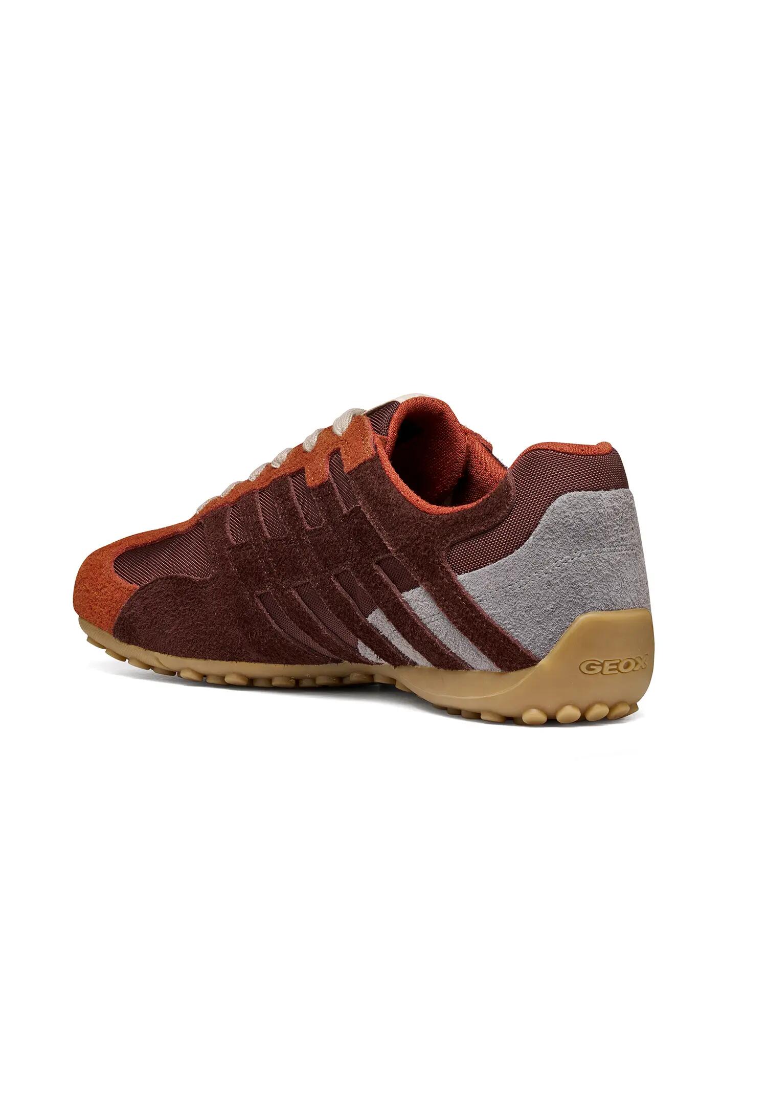 Geox SNAKE Herren Leder Sneaker U66NVA 0JQ11 C6BJ6 Schnürschuh braun/rot 4/6