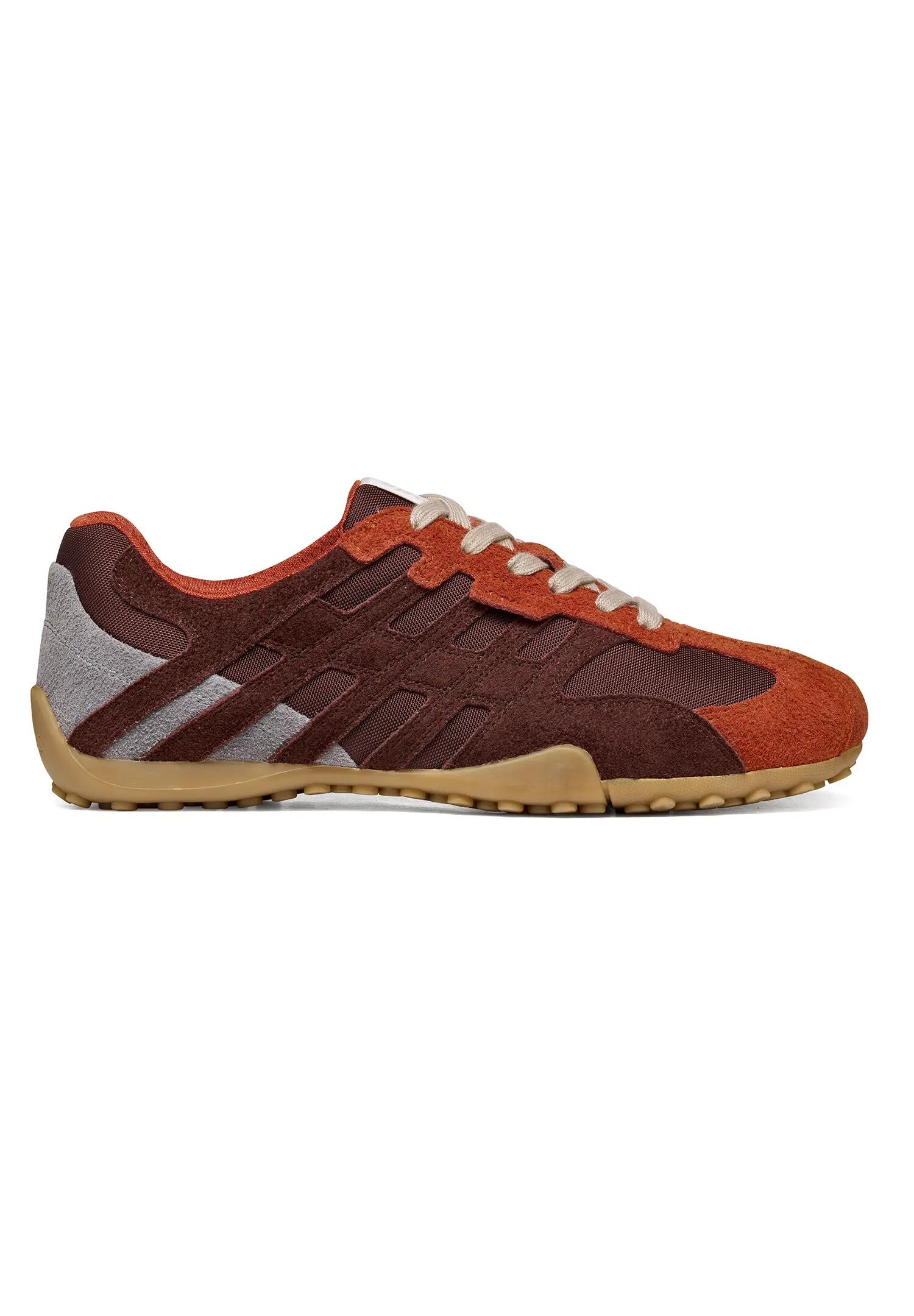 Geox SNAKE Herren Leder Sneaker U66NVA 0JQ11 C6BJ6 Schnürschuh braun/rot 3/6