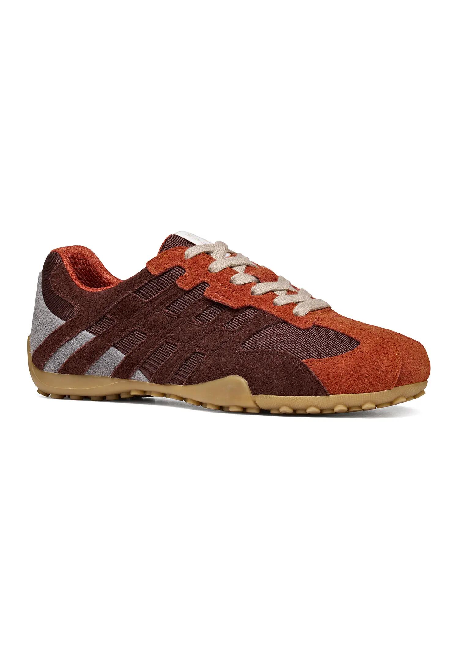 Geox SNAKE Herren Leder Sneaker U66NVA 0JQ11 C6BJ6 Schnürschuh braun/rot 2/6
