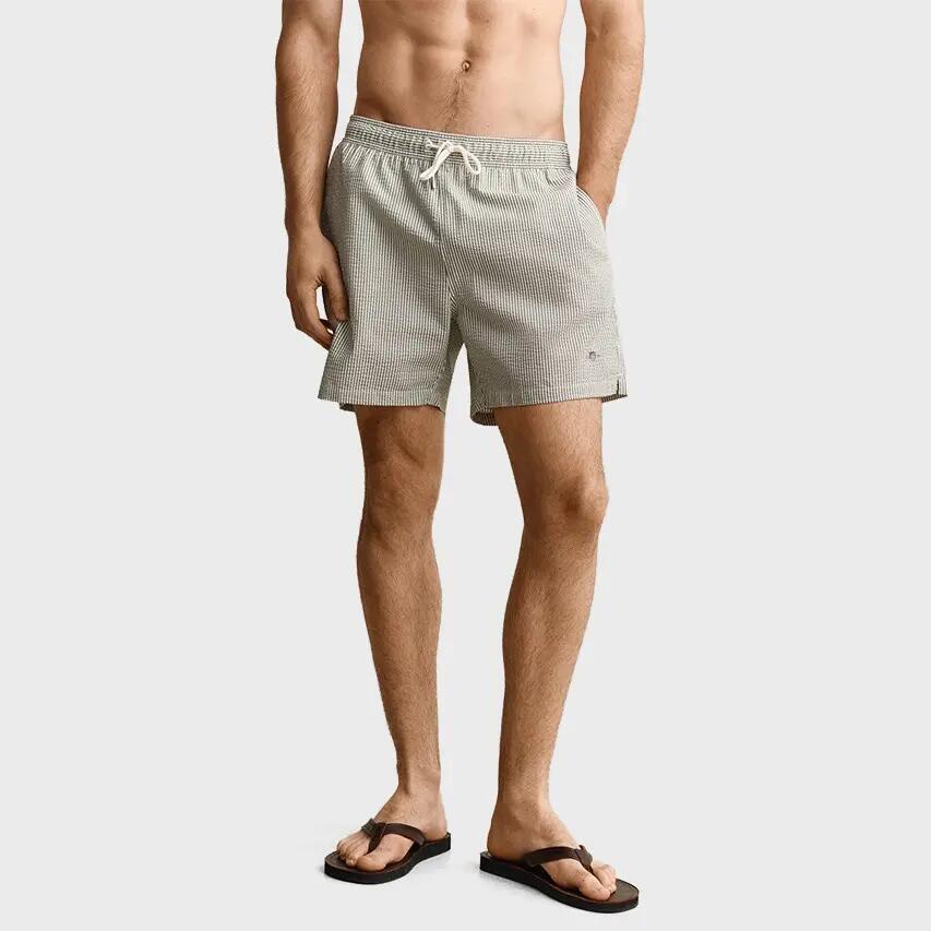Heren Zwemshort Striped Seersucker Groen & Wit Multi 3/5