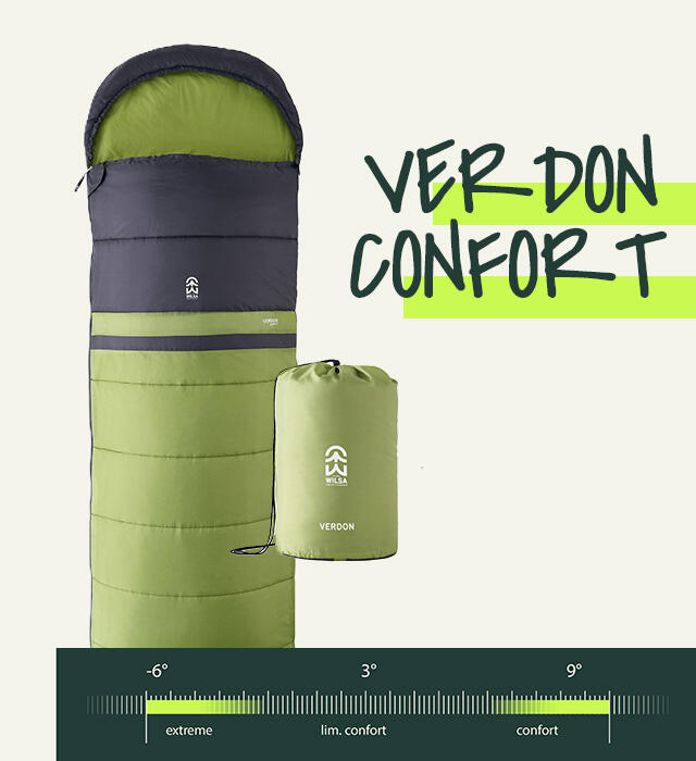 Sac de Couchage Loisir Verdon Confort Gris et vert Droit 6/6