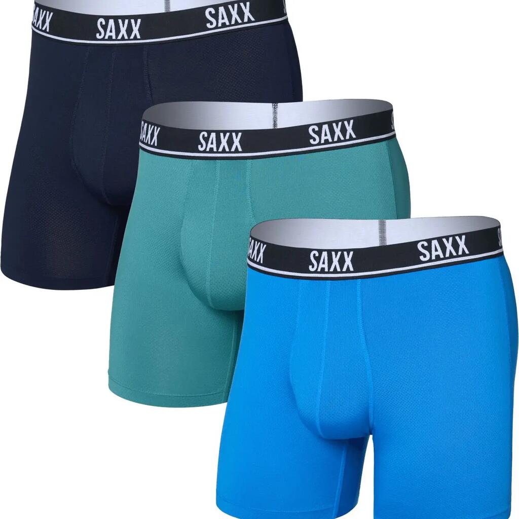Saxx Essential Performance Mesh Brief Fly Blue Men's Boxers (3-Pack)