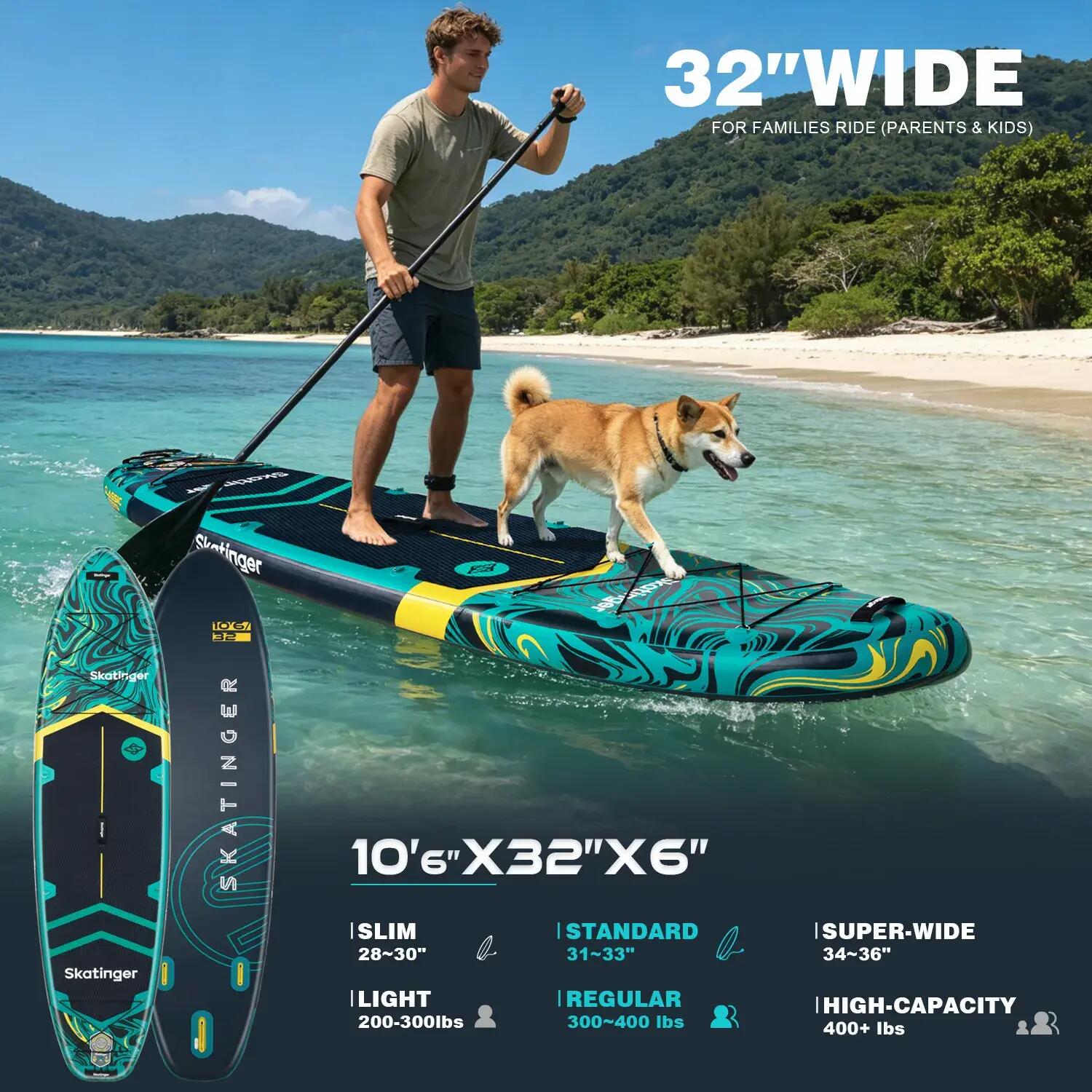 SKATINGER Prana Lava Green tavola SUP gonfiabile 320x81x15 cm (10'6'') versatile 4/6