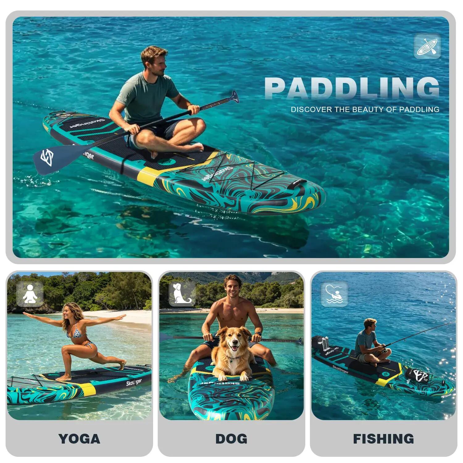 SKATINGER Prana Lava Green tavola SUP gonfiabile 320x81x15 cm (10'6'') versatile 3/6