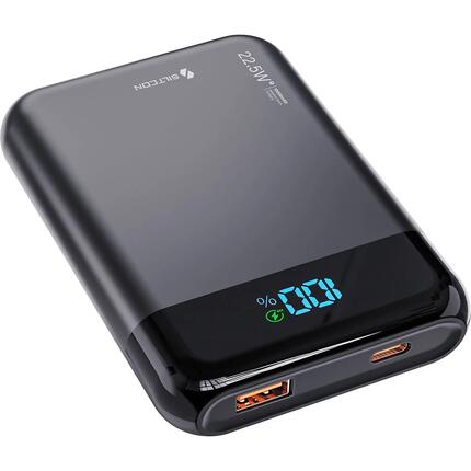 Siltcon Powerbank 10000mAh 22.5W USB-C Snellader Zwart
