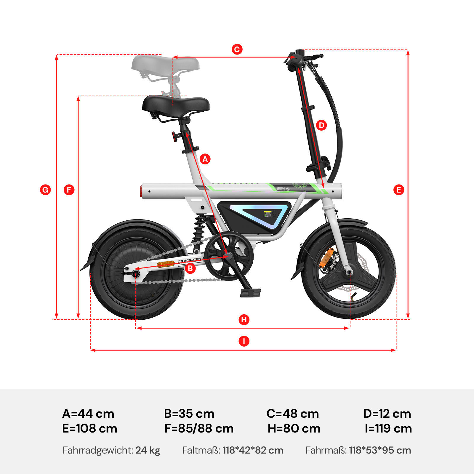 Elektrische fiets voor volwassenen iScooter EB1S batterij 36V 12Ah band 14 inch 13/14
